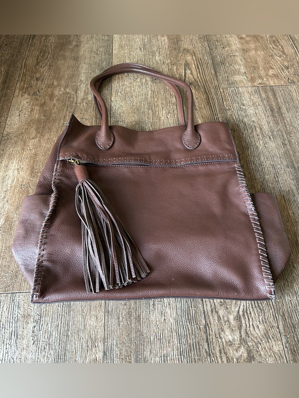 HOBO Women’s Brown Leather Tote Bag with Tassel